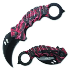 ElitEdge Assisted Karambit Knife 7.5" Open Knife 5.75" Closed Red Lighting