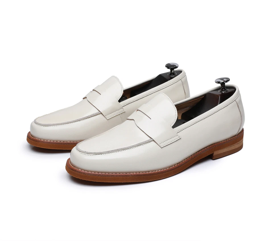Retro British Mens Real Leather Slip on Loafer Casual Business Dress Shoes Party - Image 2 of 4