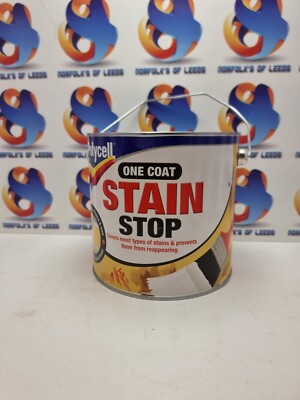 Polycell Stain Stop Blockfarbe Abdeckungen Wasserflecken Nikotinrost 2,5 Liter M