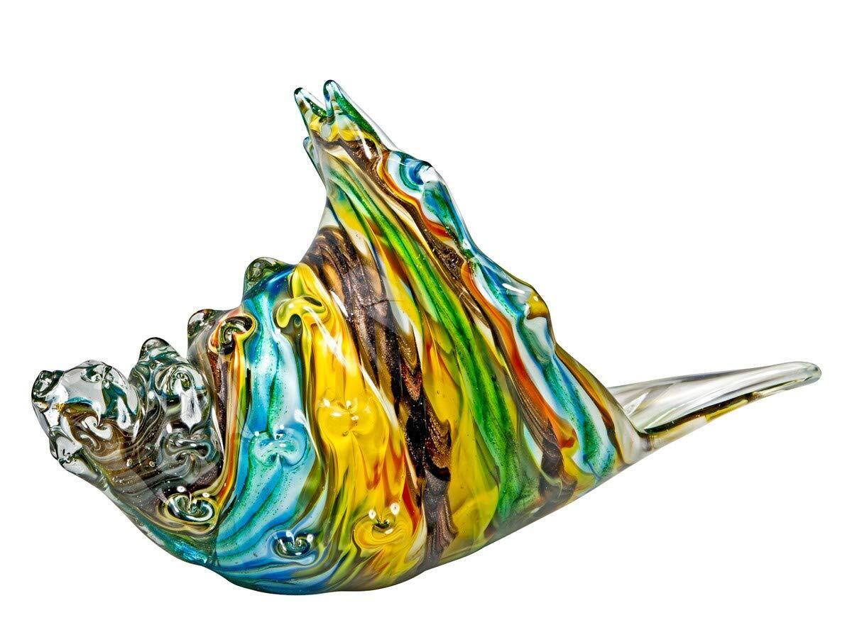 Glas Muschel Murano Design Dekoration Figur Unikat Deko 26 cm mehrfarbig B-WARE
