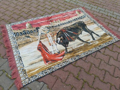 Wandteppich Kunst, Stierkampf in der Arena, Samt Vintage Wandteppich, Wanddeko f84