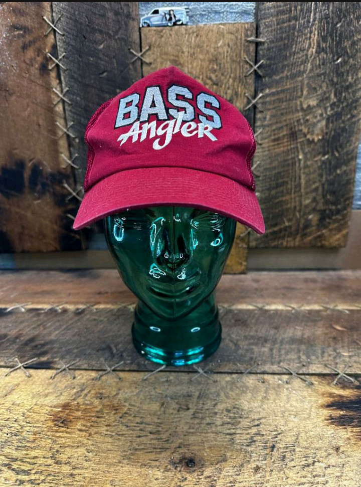 Vintage MMB Hats Bass Angler Snapback Hat Mesh Back Maroon Fishing Bassmaster