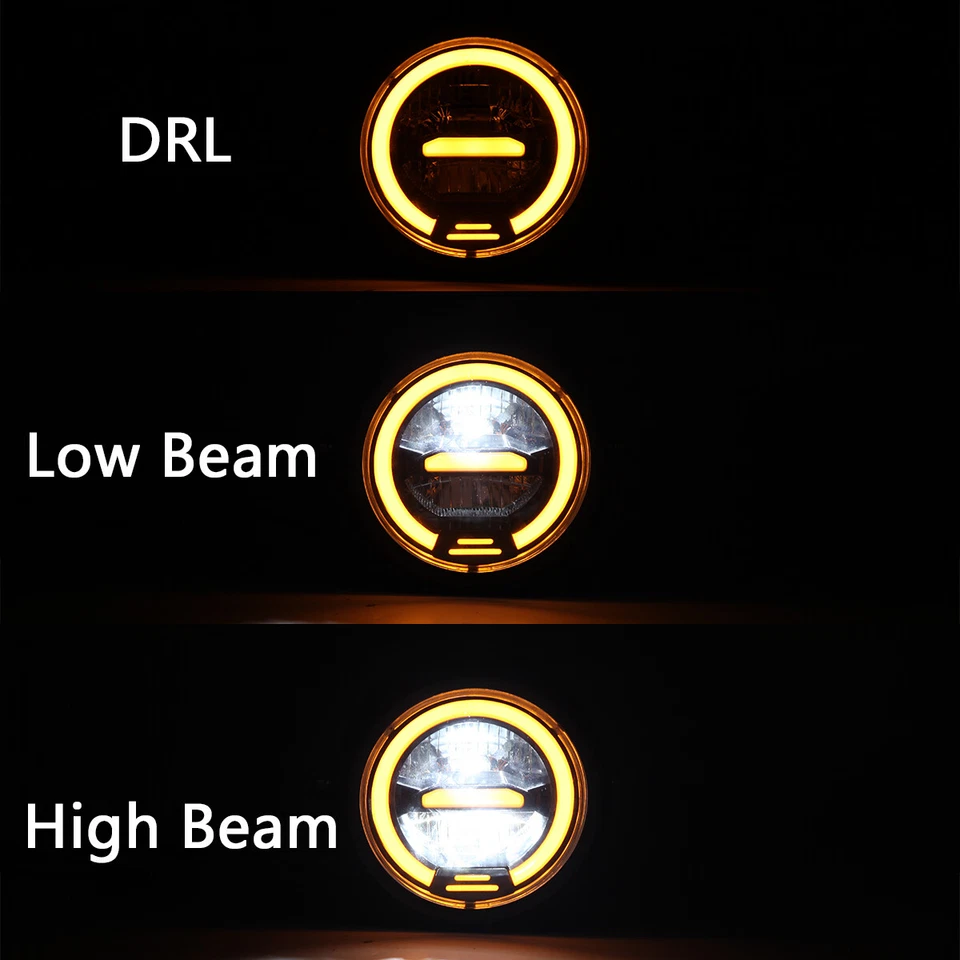 For Suzuki GS 450 250 500 750 1000 LED Headlight Hi/Lo DRL Yellow Light + Clamps - Image 3 of 4