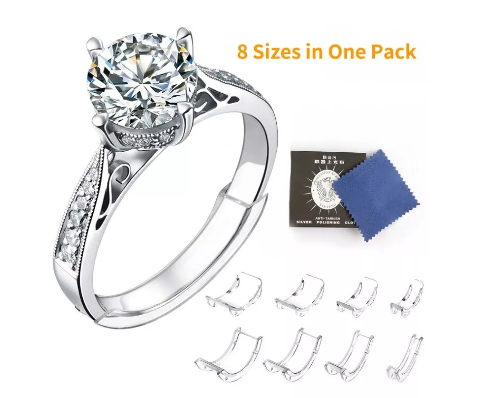 8 Piece Invisible Ring Adjuster Set Ring Size Reducer Spacer