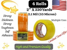 4 Rolls 2.1 Mil X 2" X 220 Yards Strong Carton Sealing Packing Tape Box shipping