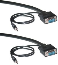PTC Black Male to Male VGA/SVGA Cable with 3.5mm Audio Stereo  15'ft