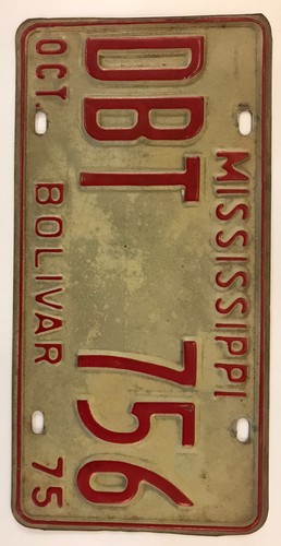 Bolivar County Nummernschild Cleveland Mound Bayou Rosedale Shaw Shelby DBT 756 - Bild 4 von 12
