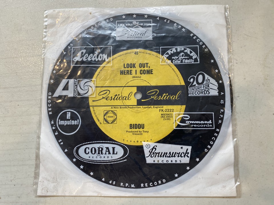 Biddu Aussie Festival 45 "Look Out Here I Come" 1960s EX eBay