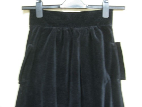 Vintage 80's Laura Ashley Ireland black velvet midi maxi skirt pocketsl 8 / 10 - Picture 2 of 8