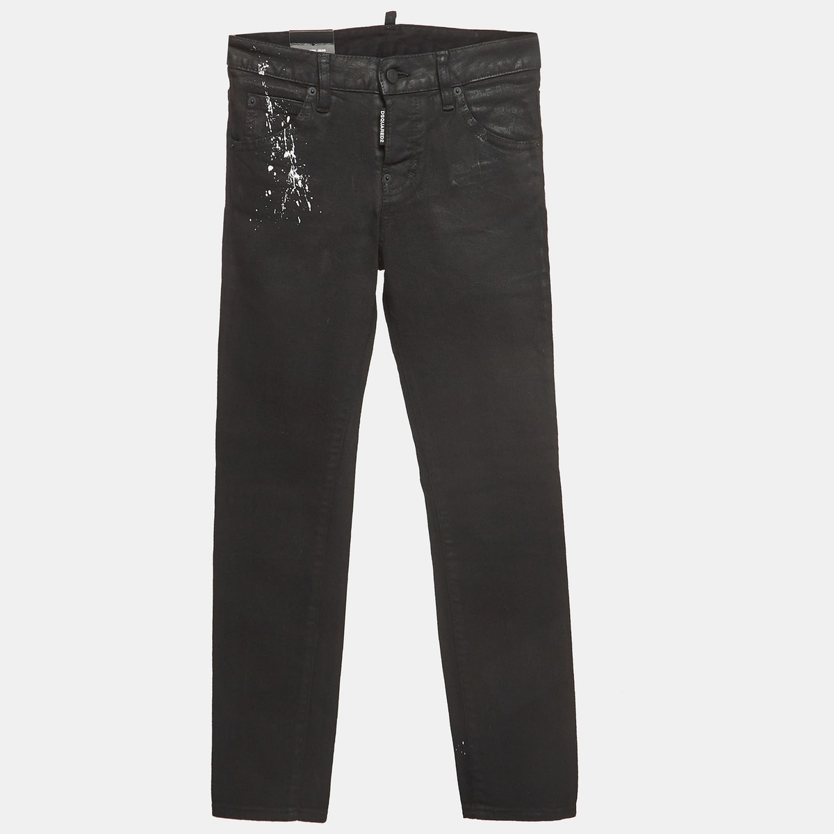 Dsquared2 Black Paint Splash Denim Straight-Leg Jeans M Waist 29 