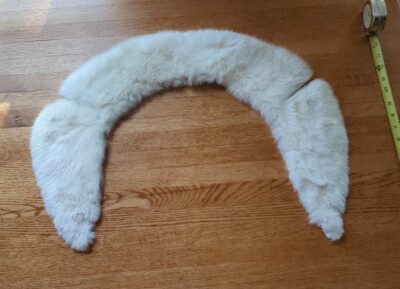 White Rabbit Fur Collar ''only'' From a Woman's Size 10 Coat. Measures 35'' 