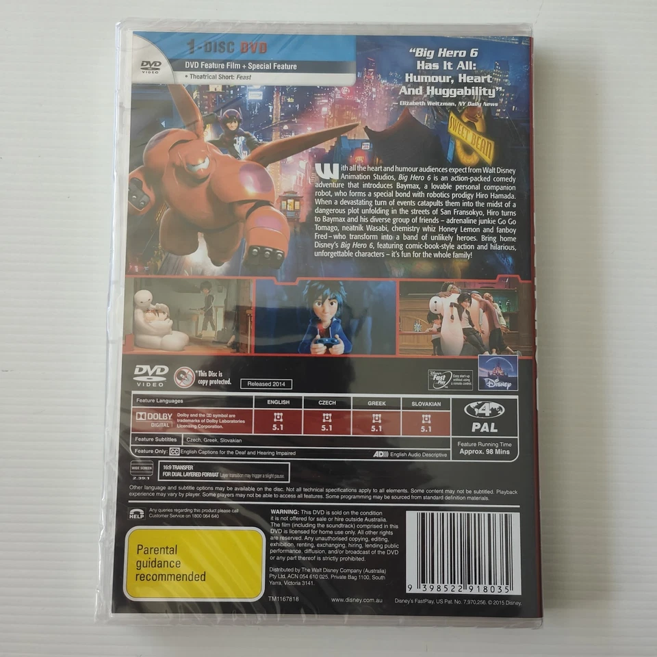 Big Hero 6 DVD *BRAND NEW* Walt Disney Classics Animated Movie Bmax Fast Post 7 - image 2 of 4