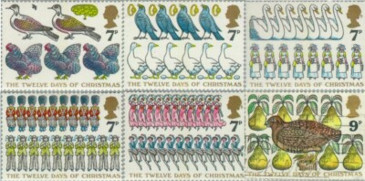 Gran Bretaña - 840/45 - Los doce días de navidad Cantos populares Ilustracione