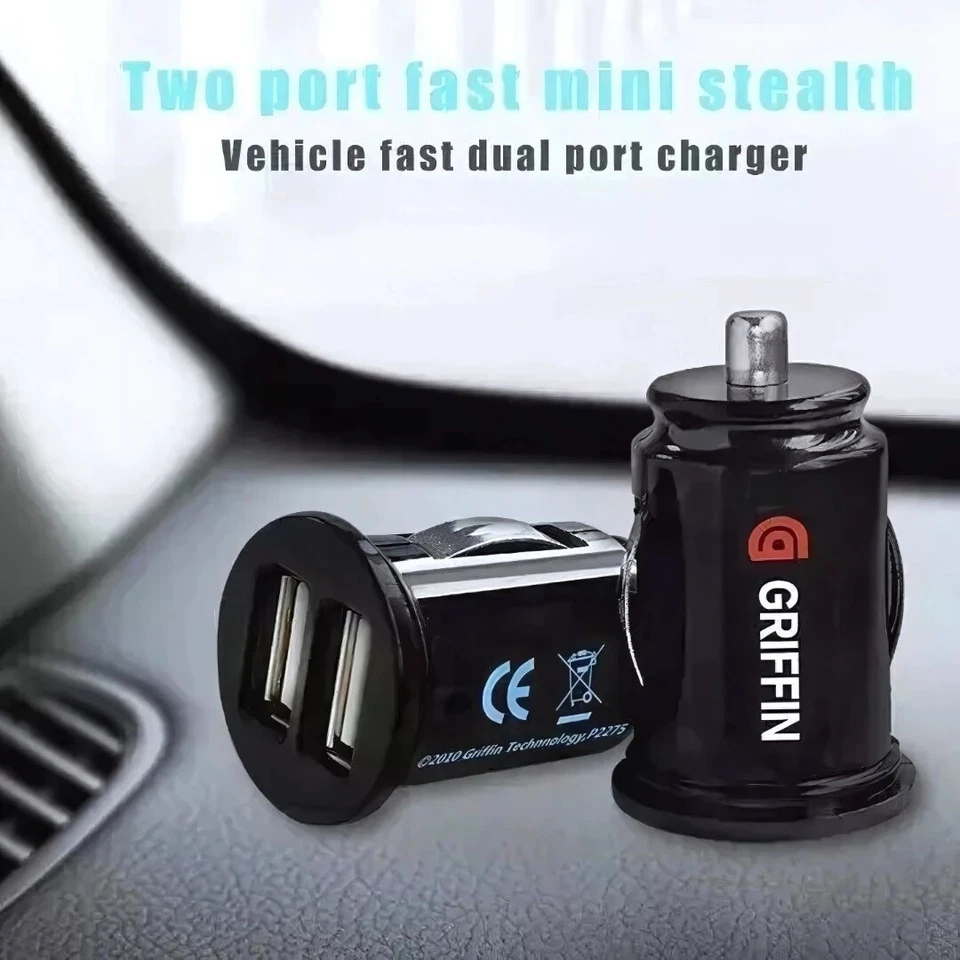 Griffin Dual Car Charger USB 12v Lighter Socket Adapter Plug Twin, Fast UK Post - Image 2 of 4