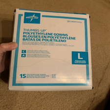 Medline Size Large Polyethylene Gowns 15 Pack New 