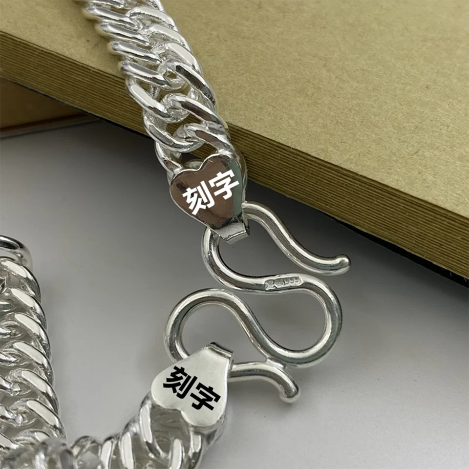 Cadena de plata fina pura 999 para hombres y mujeres 4 mm/6 mm/8 mm collar de eslabones cubanos sólidos Foto 4 de 4