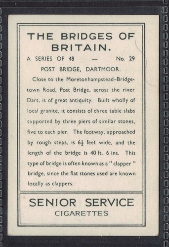 POST BRIDGE - Tarjeta de tabaco inglés de 80 + años # 29 - Imagen 2 de 2