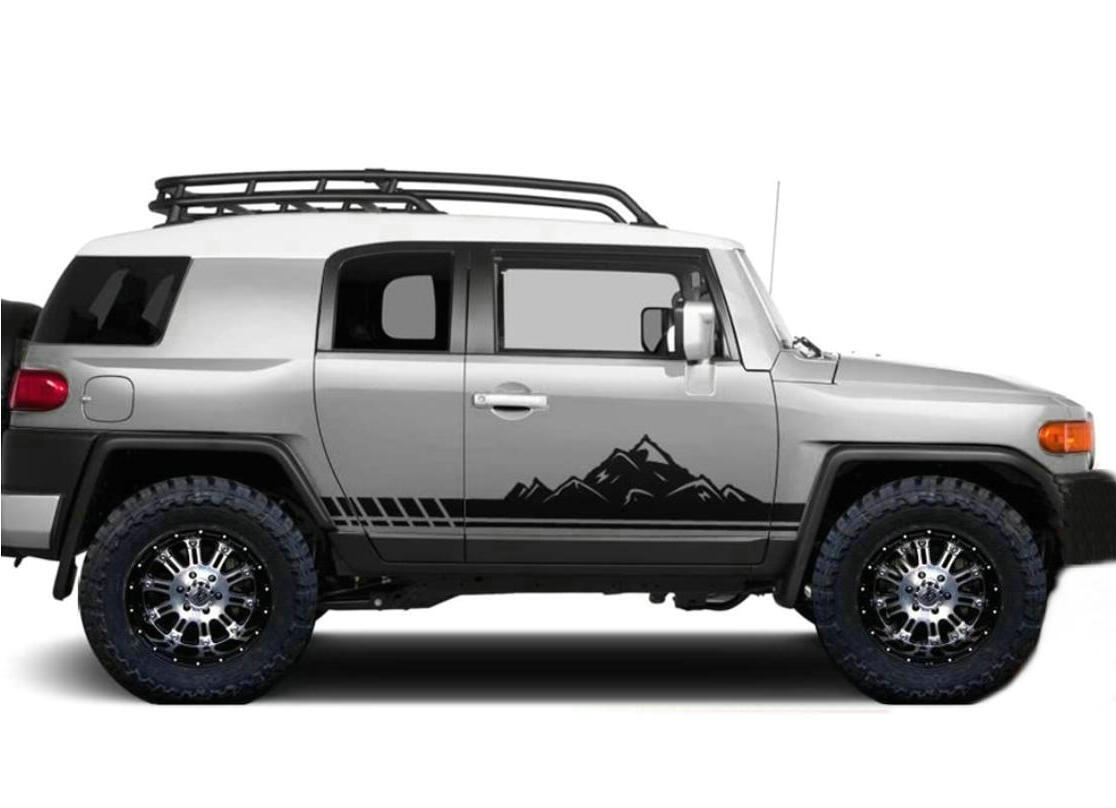 2 PCS Graphics Mountain Car Sticker For Toyota FJ CRUISER Side Door ...