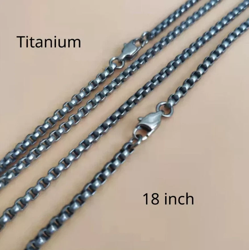 18-дюймовая цепочка-ожерелье из чистого титана 3 мм мужская унисекс без аллергии уход за кожей здоровье - Изображение 3 из 4