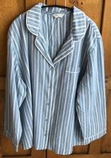 M & S Body pure cotton pyjamas jacket & trouser set light blue & white UK 22