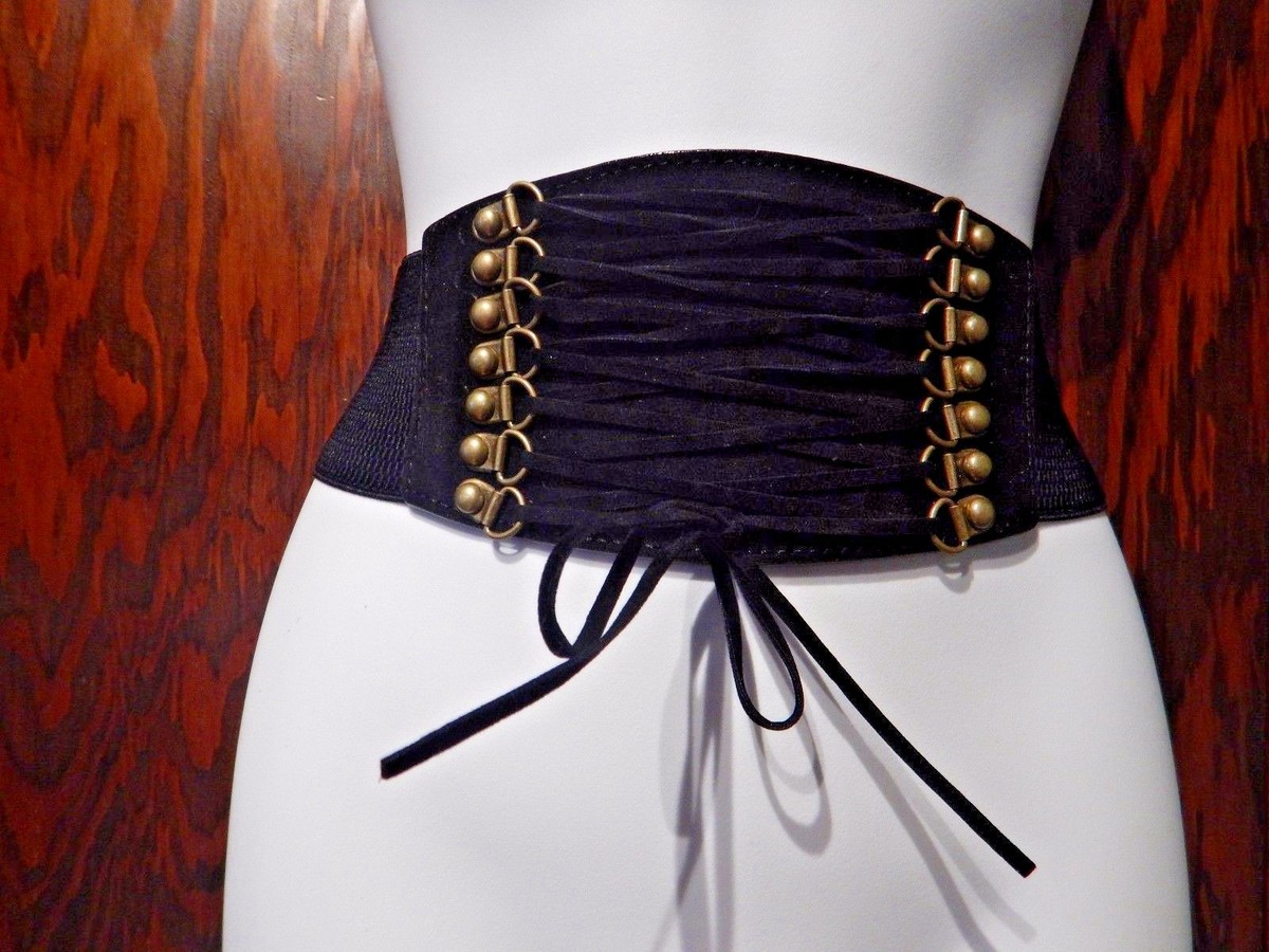ELASTIC WIDE CORSET BELT faux suede stretch waist prairie 