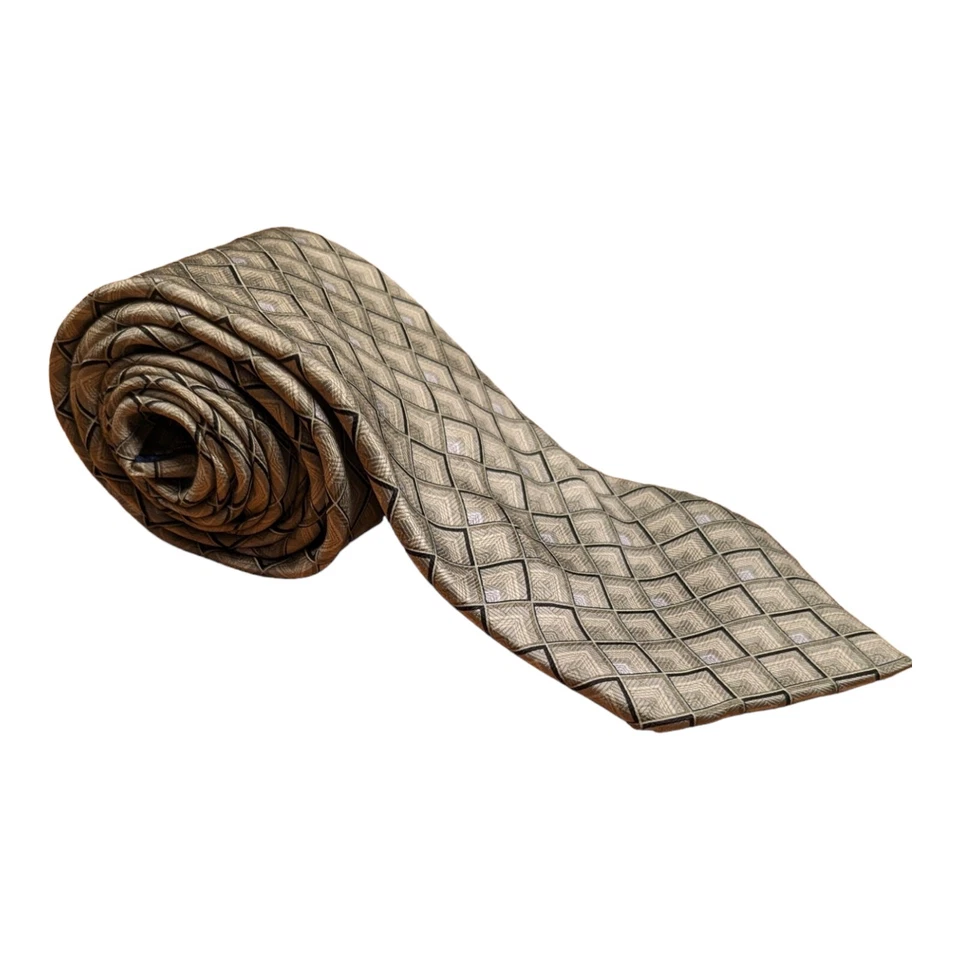 Corbata de seda ancha XL oro negro diamante iridiscente vintage Carlos Devenezia 3,75x65  Foto 3 de 4