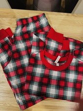 Joyspun Women  s Long Sleeve Pajama Set, 2-Piece, Size  Large RED Plaid