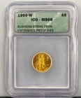 1999 W Mint Error ICG MS69 Unfinished Pf Die US 1/10th ozt Gold $5 Eagle Coin 77