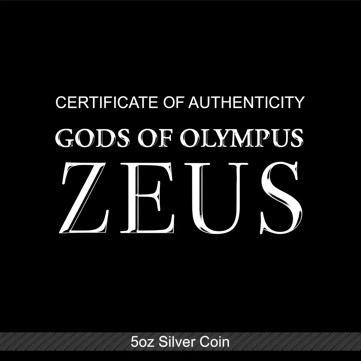 Gods of Olympus: Zeus 2021 -Tuvalu- 5 Oz Silver Mintage: 450pcs Perth Mint