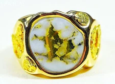Gold Quartz Ring "Orocal" RM518Q Genuine Hand Crafted Jewelry - 14K Gold Casting