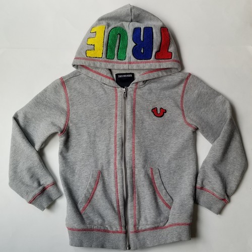 True Religion Hoodie Youth Size 6 Pop True Hoody Full Zip Long Sleeve Gray
