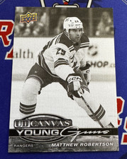MATTHEW ROBERTSON RC 2025-26 UD 🏒 Young Guns Rookie CANVAS C-108 Black & White