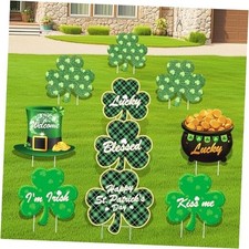 10 PCS St Patricks Day Outdoor Decorations St. Patrick's Day Yard Signs with