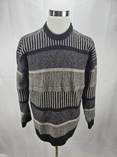 Hollister Co. Size XL Black Cozy Textural Crew Neck Grandpa Cosby Sweater 