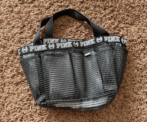 Victoria’s Secret PINK Shower Caddy Black New Double Handle Lots of Pockets Bag
