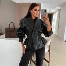 American Autumn Jacket Womens New PU Leather Jacket One Button Biker Casual Coat