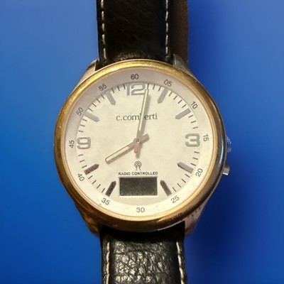 Watch Mens' C. Comberti With Leather Band Radio Control From Germany~Not Tested
