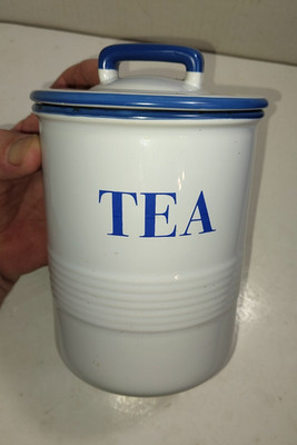 MASON CASH ENAMOUR WHITE CERAMIC TEA CANISTER WITH LID, FREE SHIPPING