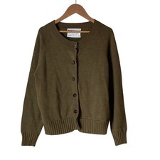 MHL. Margaret Howell Cotton Knit Cardigan, Size 2, Khaki Women USED