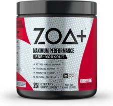 The ROCK ZOA+ Maximum Performance Pre-Workout Powder Cherry Lime Exp 11/25 Zero