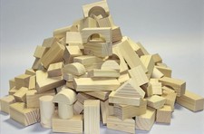 Holzbausteine 260 St&uuml;ck natur Holz Baukl&ouml;tze Kindergarten Krippe Bausteine