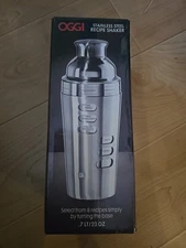 Oggi Stainless Steel Cocktail Shaker Drink Mixer 15 Dial-a-Drink Recipe 23oz