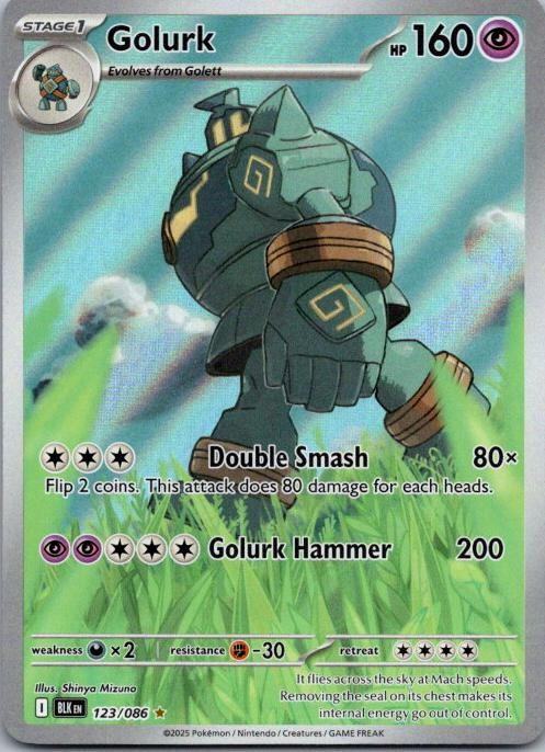 Golurk 123/086 Holo Illustration Rare Black Bolt Pokemon NM AA-7