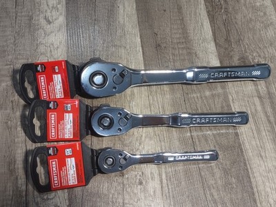 CRAFTSMAN 3pc Ratchet Set 1/4 3/8 1/2 Drive 90 Tooth Low Profile