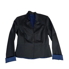Elie Tahari Quinn Jacket Black Navy Blue Contrast Blazer Size 4 NEW