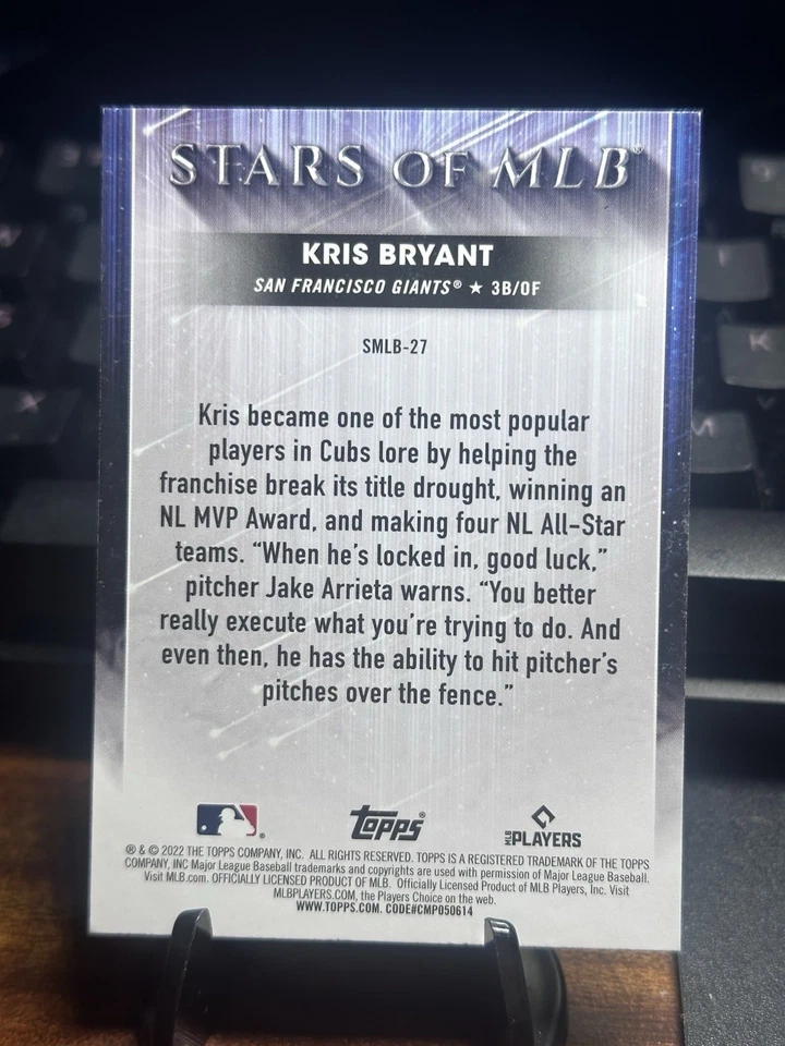 2022 Topps Series 1 - Stars of Mlb Kris Bryant #SMLB-27 In Person Ip Autograph - Image 2 of 2