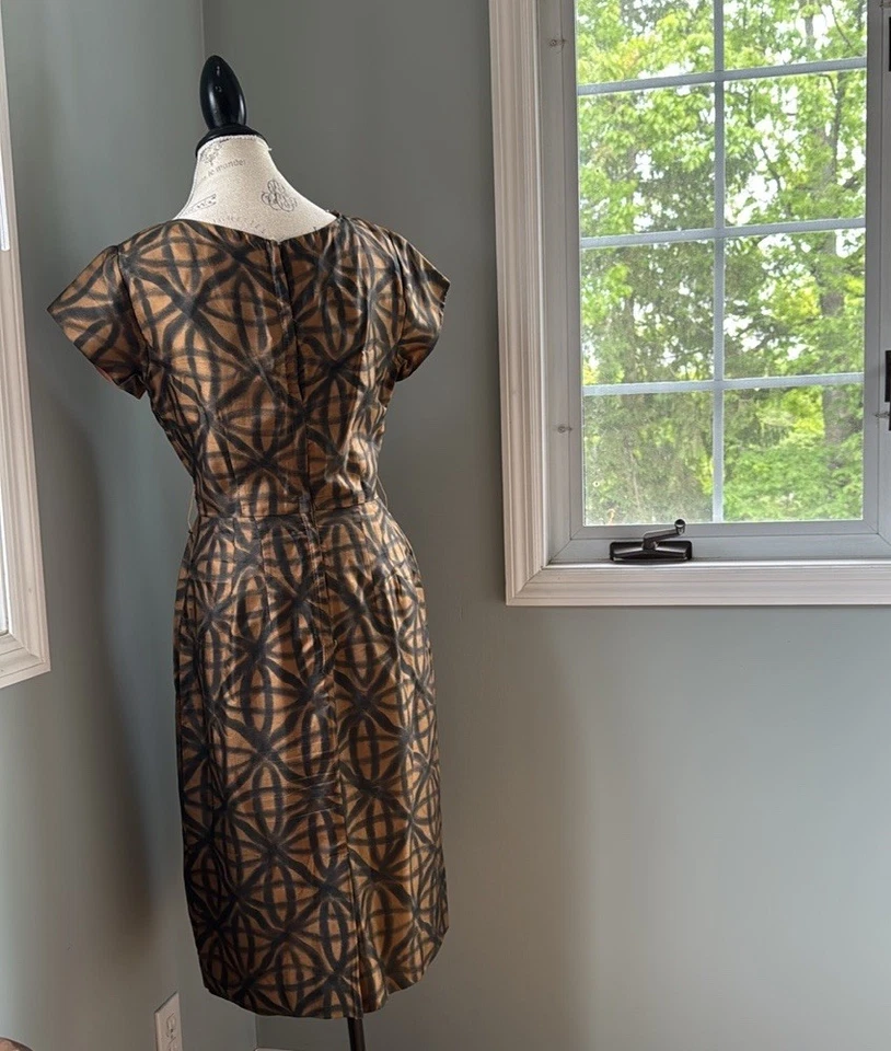 Vestido de seda vintage años 50 EVC talla pequeña Foto 2 de 4