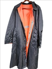 Vintage Blauer USA Reversible Raincoat Hi Vis Orange Black Trench 46R YKK Zip
