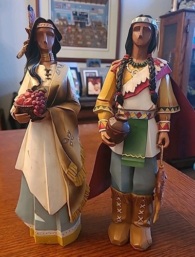Pair Of Pacific Rim Native American Resin Sculptures 12 - 13 Inches