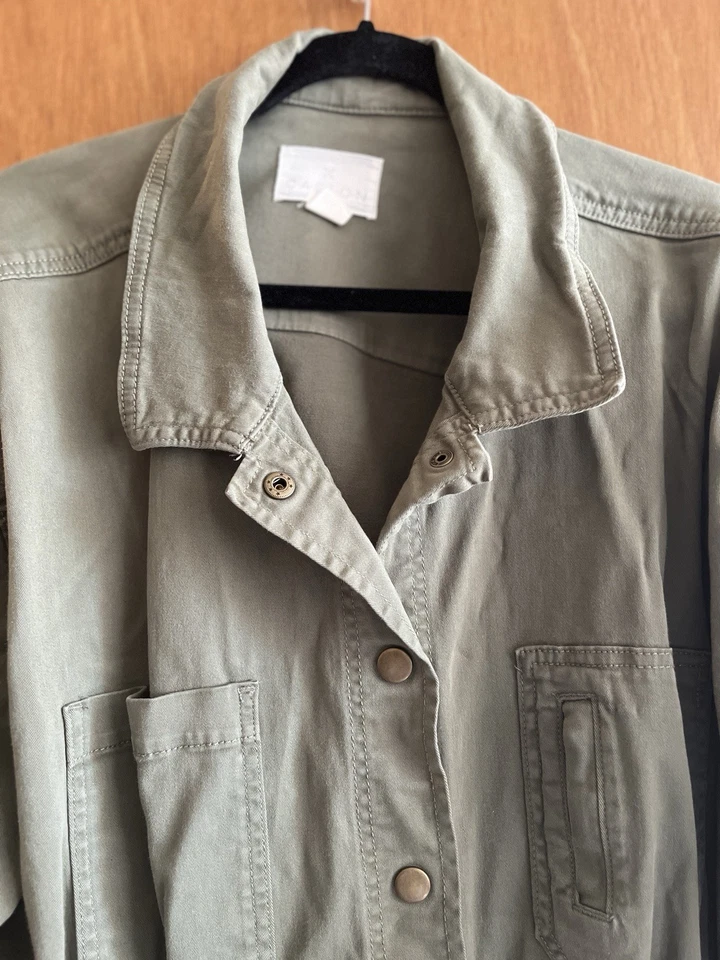 Caslon 女式 4X 橄榄棉军用风格野战夹克垃圾哥特马术 — 第 4/4 张图片